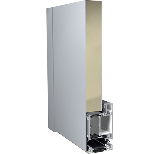 modèle d'angle de porte en aluminium gris avec double vitrage et isolation qui assure plus de sécurité, de confort et de gestion du bâtiment