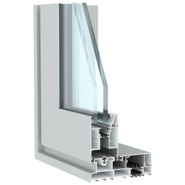 grijze aluminium schuifdeur hoekmodel met dubbel glas en isolatie voor een maximale lichtinval bij dit schuifsysteem