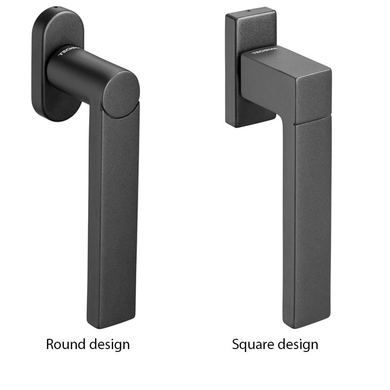 aluminium handvat met zwartkleurige afwerking in rond of vierkant design