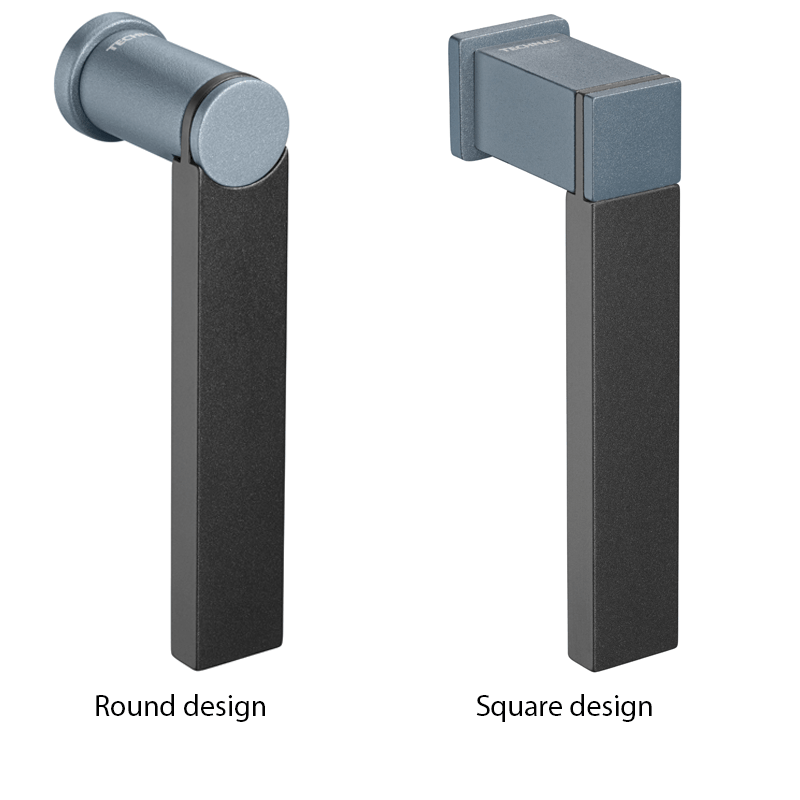 aluminium handvat met donker aluminium en zwartkleurige afwerking in rond design en vierkantig design