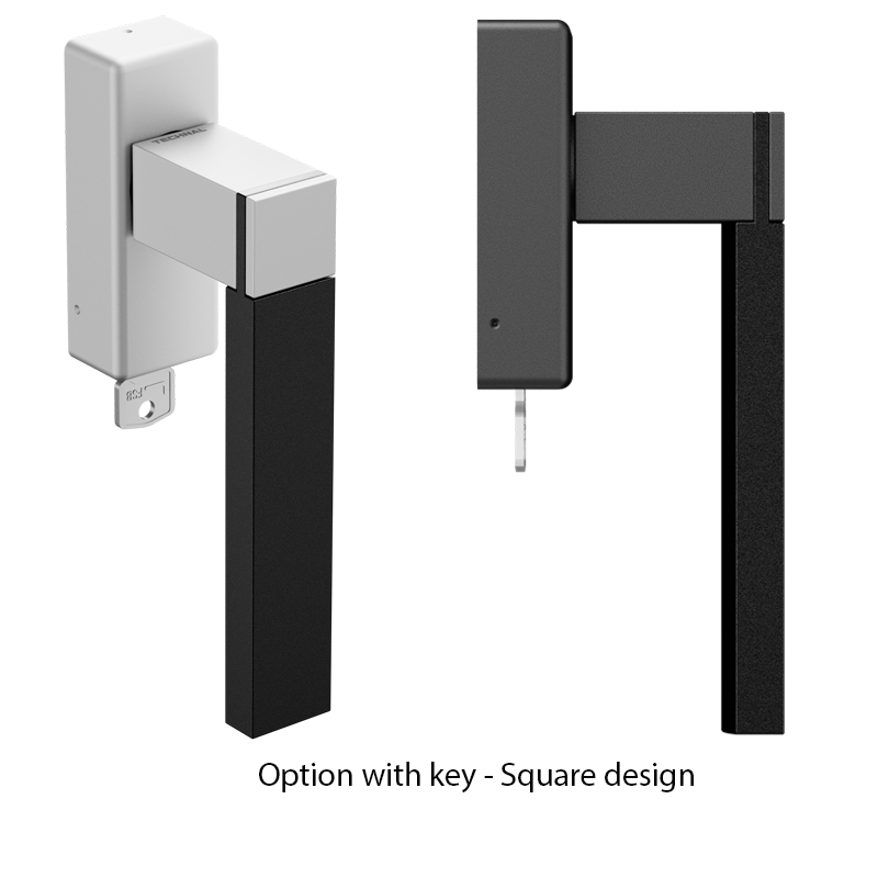 aluminium handvat met aluminium en zwarte afwerking of grijze en zwarte afwerking met optie sleutel in vierkant design