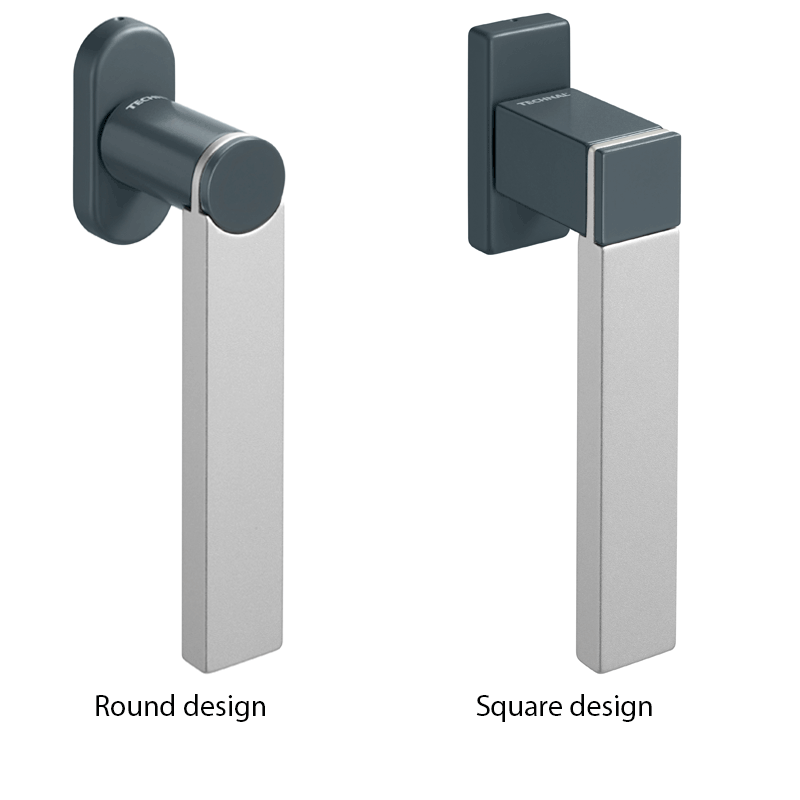 aluminium handvat met aluminium en zwartkleurige afwerking in rond design of vierkant design
