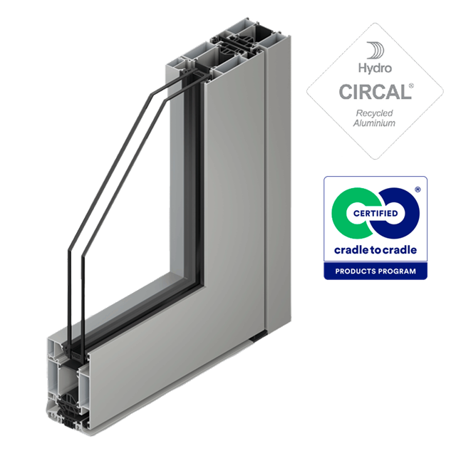 a cross section of the a sustainable aluminium door
