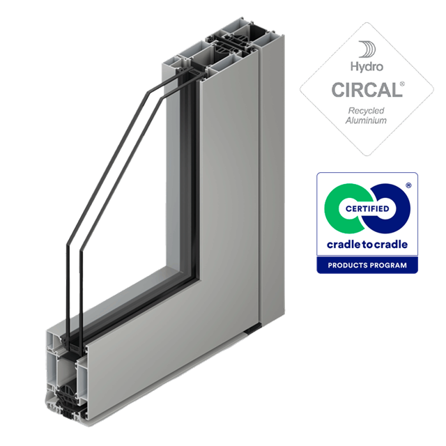 a cross section of the a sustainable aluminium door