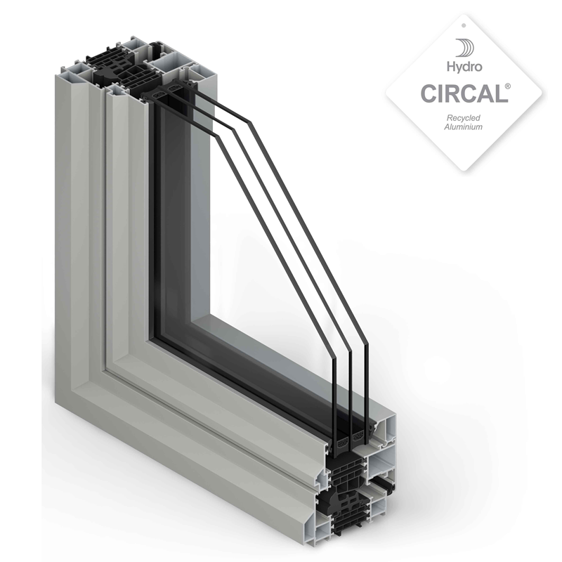 aluminium raam hoekmodel met driedubbel glas
