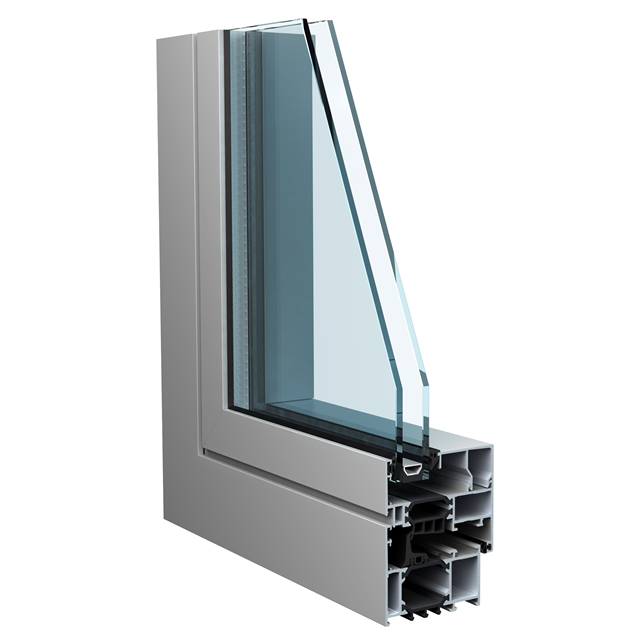 modèle de fenêtre d'angle en aluminium gris avec double vitrage et isolation