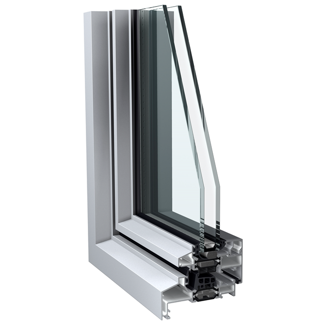 modèle de fenêtre d'angle en aluminium gris avec double vitrage et isolation